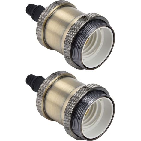 2 Pièces Douille de Lampe Solide E26 E27 Lampe en Aluminium Vintage Douille de Suspension Industrielle pour Luminaire Suspendu Bricolage(Bronze vert),Support De Lampe (1/5)