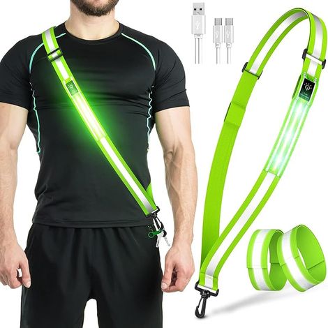 Lampe Running Pectorale, Gilet de Sécurité Unisexe, Gilet Réfléchissant Running LED Rechargeable Lampe Course a Pied, Harnais de Reflechissant Réglable pour Jogging,Randonnée,Vélo la Nuit (1/5)