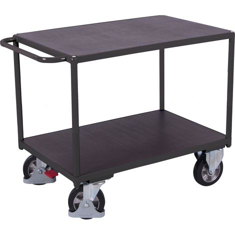 VARIOfit Schwerlast Tischwagen mit Schiebegriff und 2 Ladeflächen 995x700mm Anthrazitgrau RAL 7016