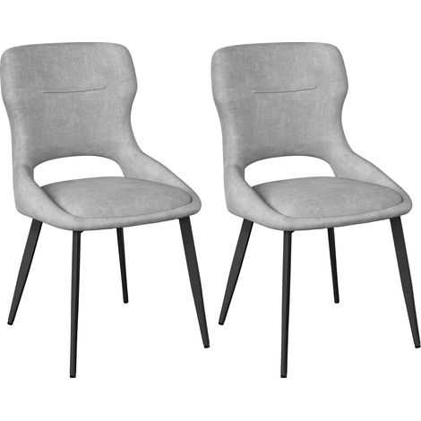 GagaChaise de salle à manger x2, chenille, métal, gris (1/5)