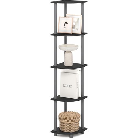 Étagère d'angle, Bibliothèque d'angle 5 Niveaux, Étagères De Rangement Ouvertes, pour Organisation et Rangement, Salon, Bureau À Domicile, Garage, Chambre, Noir Uni (1/5)