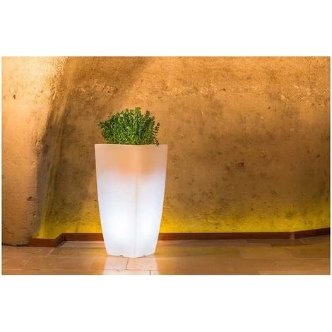 Vase Luminaire en Polymère Monacis Stilo Carré Bright - 33 x 33 cm - h 70 cm. LED Multicolore avec Batterie (1/3)