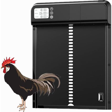 New Automatic Chicken Coop Door, 3.0 Smart Metal Chicken Coop Door, Metal Animal Door with Timer, Suitable for Chickens, Ducks, Pigeons, etc. (Black) (1/4)