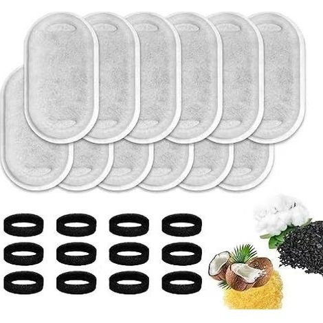 Lot de 24 Filtre Fontaine Eau Chat, Filtre Fontaine avec 12 Pièces Et Une éponge en 12 Pièces Mousse, Trois Couches de Filtration Remplacement Chien Filtre Fontaine à Eau (1/5)