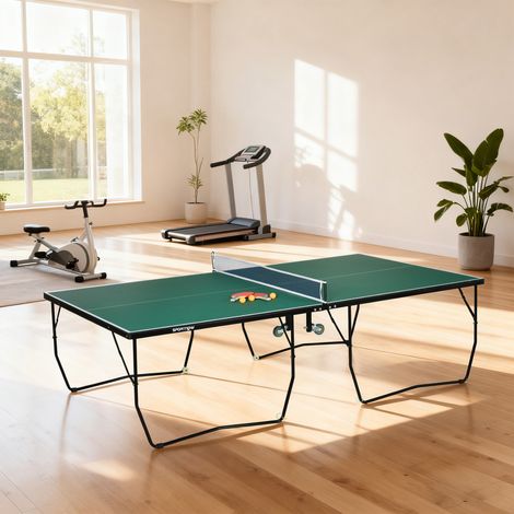 Tavolo da ping-pong, set da ping-pong, pieghevole, 8 ruote, racchette e palline incluse, 274 cm x 152,5 cm x 76 cm, verde