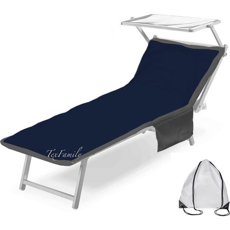 SERVIETTE DE PLAGE TEDDY POUR TRANSAT EN MICROFIBRE AVEC POCHES DIMENSIONS 80 X 190 CM BLEU (1/2)