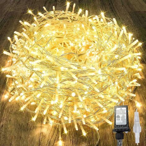 Éclairage extérieur à 8 modes, étanche, avec télécommande et minuterie, idéal pour les décorations de Noël, 1000 LED pour 100 mètres (lumière blanc chaud) (1/5)