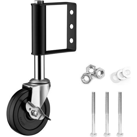 Roulette Portail 10.2 cm avec Ressort & Frein, Roulettes Pivotantes 360 ° Capacité Charge 100kg, Roue Charge Lourde pour Portes Jardin Bois, Portes Tournantes, Clôture Cour (1/5)