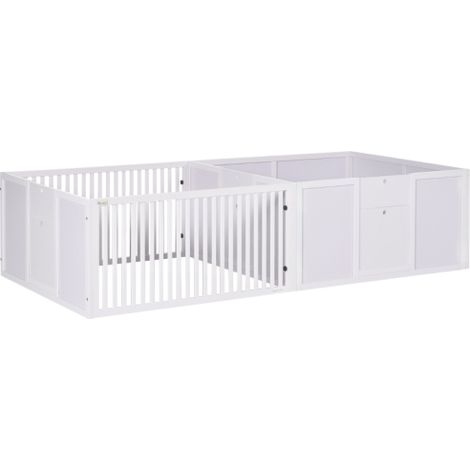 7-Panel Playpen with 3 Doors for Puppies and Babies,Two-Room Design for Safe Whelping-White (1/5)