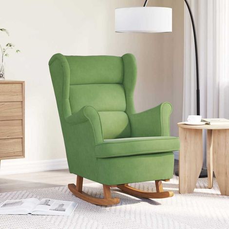 vidaXL Mecedora con respaldo alto de terciopelo y madera maciza (1/5)