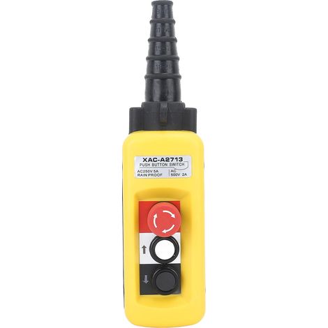 Commande de palan de grue à vitesse unique, 2 boutons-poussoirs avec arrêt d'urgence, AC250V 5A AC500V 2A (1/5)