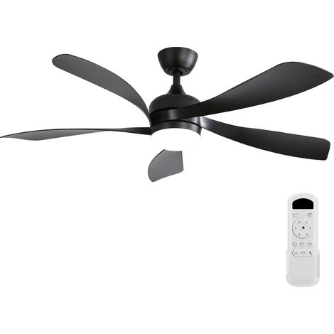 REDOM -Ventilador de techo LED, mando a distancia, 3 temperaturas de color, intensidad regulable, motor DC silencioso, ABS negro (1/5)