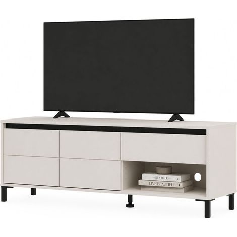 Fernsehtisch Corciano, eine Schublade, 2 Regale, 2 Türen, 151x40x52h cm Cremeweiß