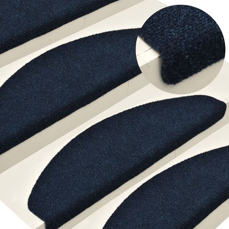 5 pcs Tapis autoadhésifs de marches, Tapis d'escalier, Marchettes D'escalier Bleu marine 56x17x3 cm Aiguilleté MKS44332 (1/5)