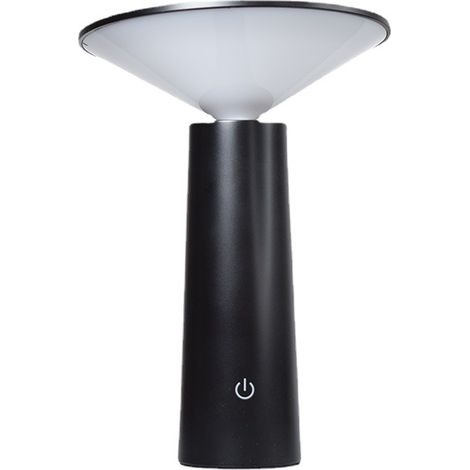 Lampe de bureau sans fil avec abat-jour rotatif, lampe champignon portable tactile, gradation progressive à trois couleurs (noir). (1/5)