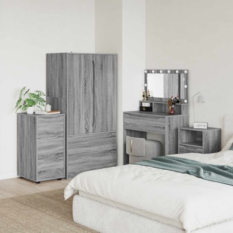 Armoire de rangement à 3 tiroirs en bois d’ingénierie gris sonoma 40 x 48 x 81 cm - PANGIVO (1/5)