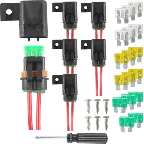 Portafusibles de lámina en línea (6 unidades) para radios de autocaravanas y cámaras de salpicadero.
