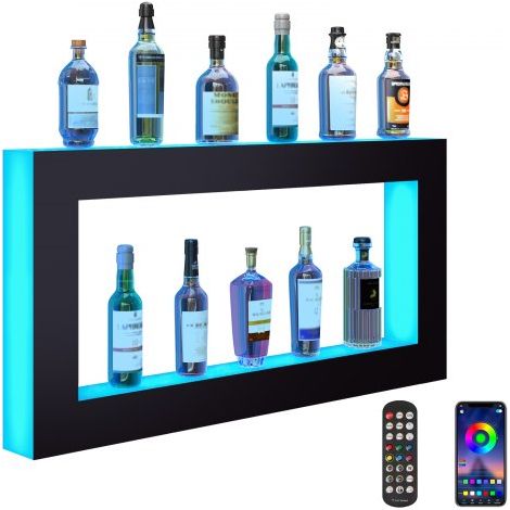 Présentoir à Bouteilles Lumineux Éclairé par LED, Étagère à Vins 121 cm, Présentoir à Boisson Commercial, 7 Couleurs Statiques, avec Télécommande RF et Contrôle par Application, Bar Domicile (1/4)