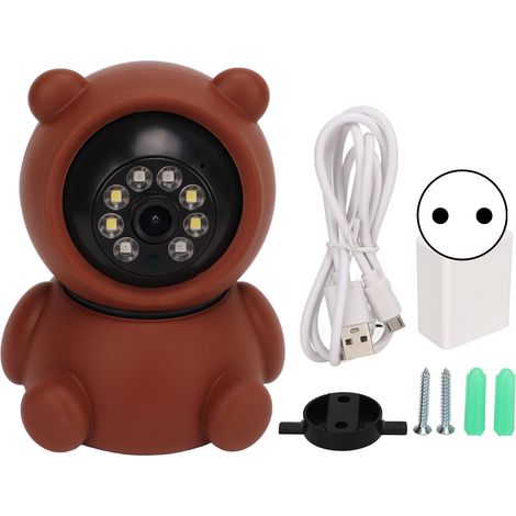 Caméra WiFi 1080P, vision nocturne, détection de mouvement, audio bidirectionnel, 100-240V, forme mignonne rotative, prise EU pour maison. (1/5)