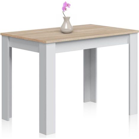 Mesa de comedor Dina Blanco Artik (Blanco Mate) - Roble Canadian 67cm (ancho) x 78cm (alto) (1/5)