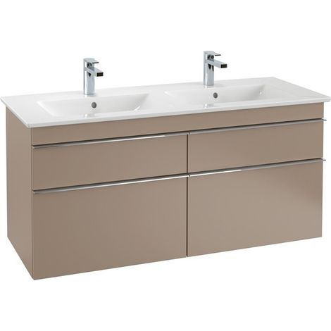 Mobile lavabo, 1253 x 590 x 502 mm, modello sospeso, in legno bianco opaco