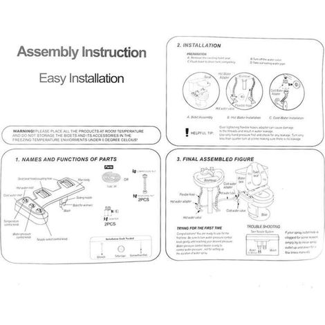 Bidet autonettoyant chaud-froid à double buse pour siège de toilette, accessoire de pulvérisation, non électrique (1/4)