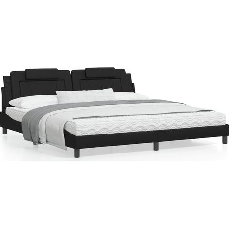 Lit avec matelas noir 200x200 similicuir (1/5)