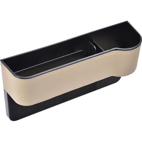 (Beige à droite) Organisateur d'espace pour siège auto, panier de rangement latéral pour console centrale, boîte de rangement pour divers objets, attrape-téléphone, clés, cartes, stylo (1/5)