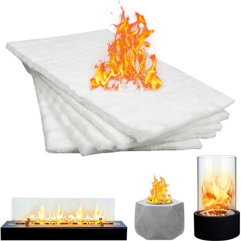 Lot de 5 foyers de table en laine de céramique, mèche en bioéthanol, bol pour prolonger la durée de combustion, éponge isolante en fibre de coton (1/5)