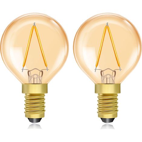 1W ampoule E14 vintage, ampoules LED E14 lumière chaude 2200 K ambre, 1,5 W LED ampoule vintage, 20 W équivalent ampoule décorative G40, 2 unités (1/5)
