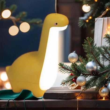 Veilleuse Dinosaure, Lampe de Chevet Réglable USB Rechargeable, Lumière de Sommeil pour Enfants, Cadeau Mignon pour Filles, Garçons, Ados, Amis Anniversaire, Fêtes, Noël, Jaune (1/5)