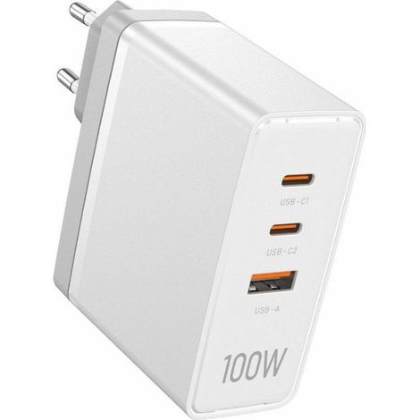 vention Caricatore GAN 3-Porti USB Bianco 100W Auto