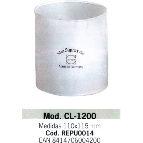 Cristal de repuesto Butsir CL-1200 110x115 mm mate resistente al calor
