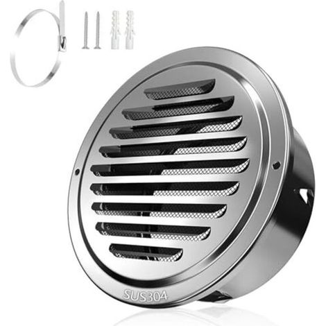 Grille de ventilation de 110 mm, en acier inoxydable 304, grille de ventilation épaisse, grille d'évacuation avec moustiquaire, grille de protection ronde contre les intempéries pour garage, cuisine, (1/5)