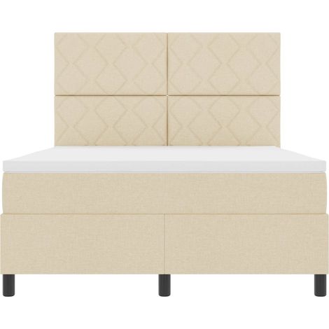 vidaXL Cama tipo Box Spring con tiras LED Crema 160 x 200 cm tela (1/5)