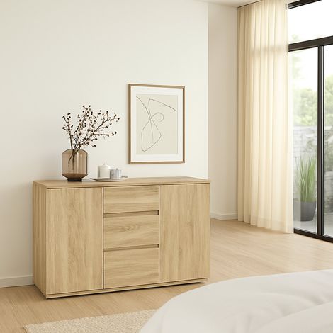 Credenza Zumpano, Madia 2 Ripiani, 3 Cassetti, 40x119.45x83.7h cm Marrone Quercia (1/5)