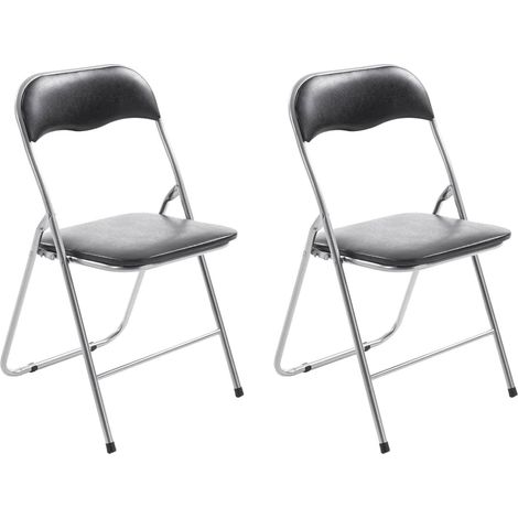 Lot de 2 Chaises pliables Felix Noir / Argent