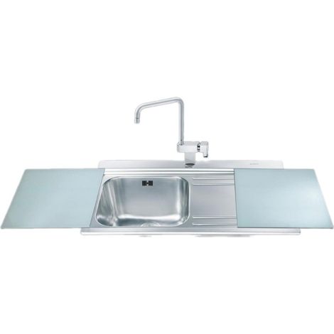 Fregadero encastrado 1 cubeta y escurridor derecho con tablas de corte de cristal - Smeg LI91SGD (1/3)