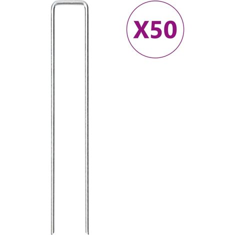 Bodenanker 50 Stk. U-Form 20x3,5 cm Verzinkter Stahl
