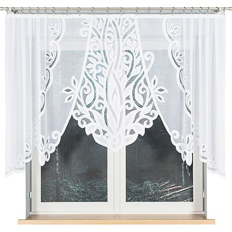 Pola - Cortina jacquard confeccionada con abertura en la parte inferior - 300x100 cm - blanca (1/5)