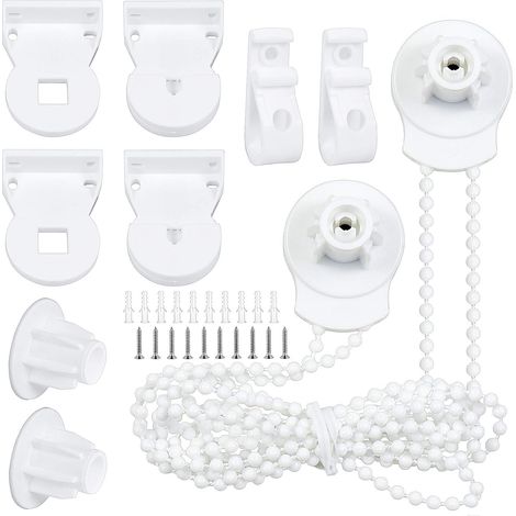 BEBUSINGOTO 2 juegos de fijaciones para persianas enrollables de 25 mm, soportes de plástico, cadena de cuentas, kit de reparación de reemplazo para persianas enrollables con 2 clips P y tornillos de  (1/5)