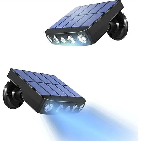 Solar Lights Outdoor, [2 Pieces] Solar Lights Outdoor Motion Sensor, 360° Outdoor Solar Spotlight [1200mAh] Waterproof Outdoor Solar Lantern Garden (Black) [Energy Class A+++]