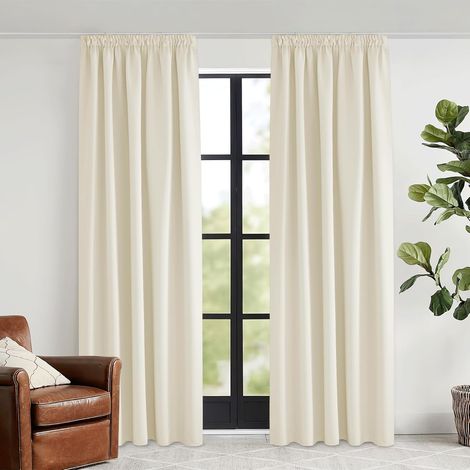 2 Pièces Rideau Occultant, Isolation Thermique, Galon Fronceur, Polyester, Pour Salon Chambre Cuisine