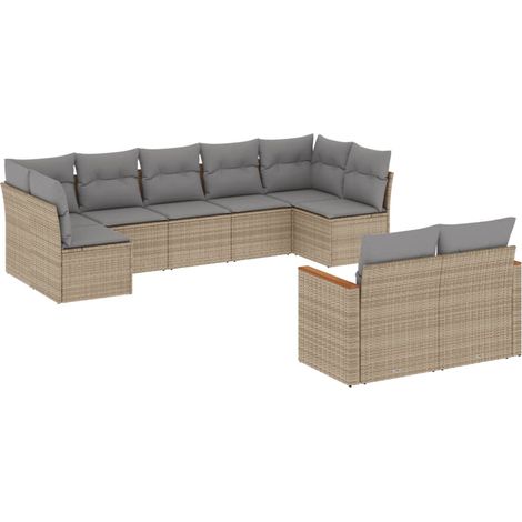Maison Exclusive - Patio Sofa Set 7 plaza Beige mezcla (1/5)