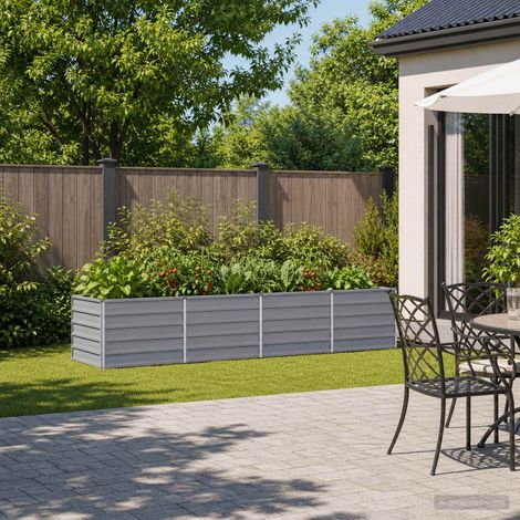vidaXL Cama de Jardín Elevada Gris 320 x 80 x 55 cm (1/5)