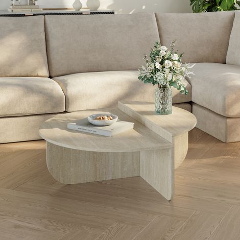 Table basse Tondesdaslo 90 x 90 x 35 cm travertin [en.casa] (1/5)