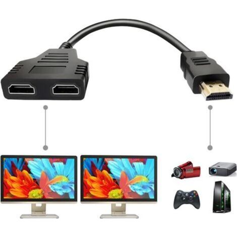 Splitter Hdmi Adaptateur Câble Splitter Hdmi 1 In 2 Out Hdmi Male (1/5)