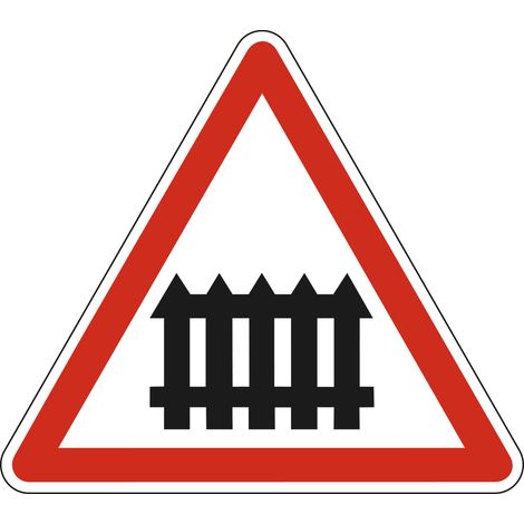 Panneau de signalisation danger - Passage à niveau à barrières - Triangulaire - Gamme Ecolign - Classe 1 - 500mm