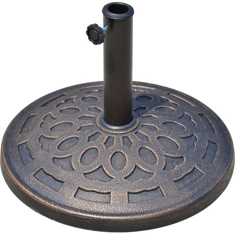 Outsunny Sonnenschirmständer aus Harz 14kg Schirmständer Griffe, Rund Schirmhalter, Schirmgewicht für Sonnenschirm 38mm/48mm Rohrdurchmesser, für Balkon, Terasse, Garten, Bronze