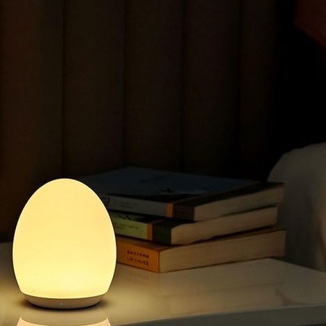 Veilleuse rechargeable pour enfants - Veilleuse à intensité variable - Veilleuse sans fil - Veilleuse avec minuterie - Veilleuse pour adultes - Silicone - Blanche (1/5)